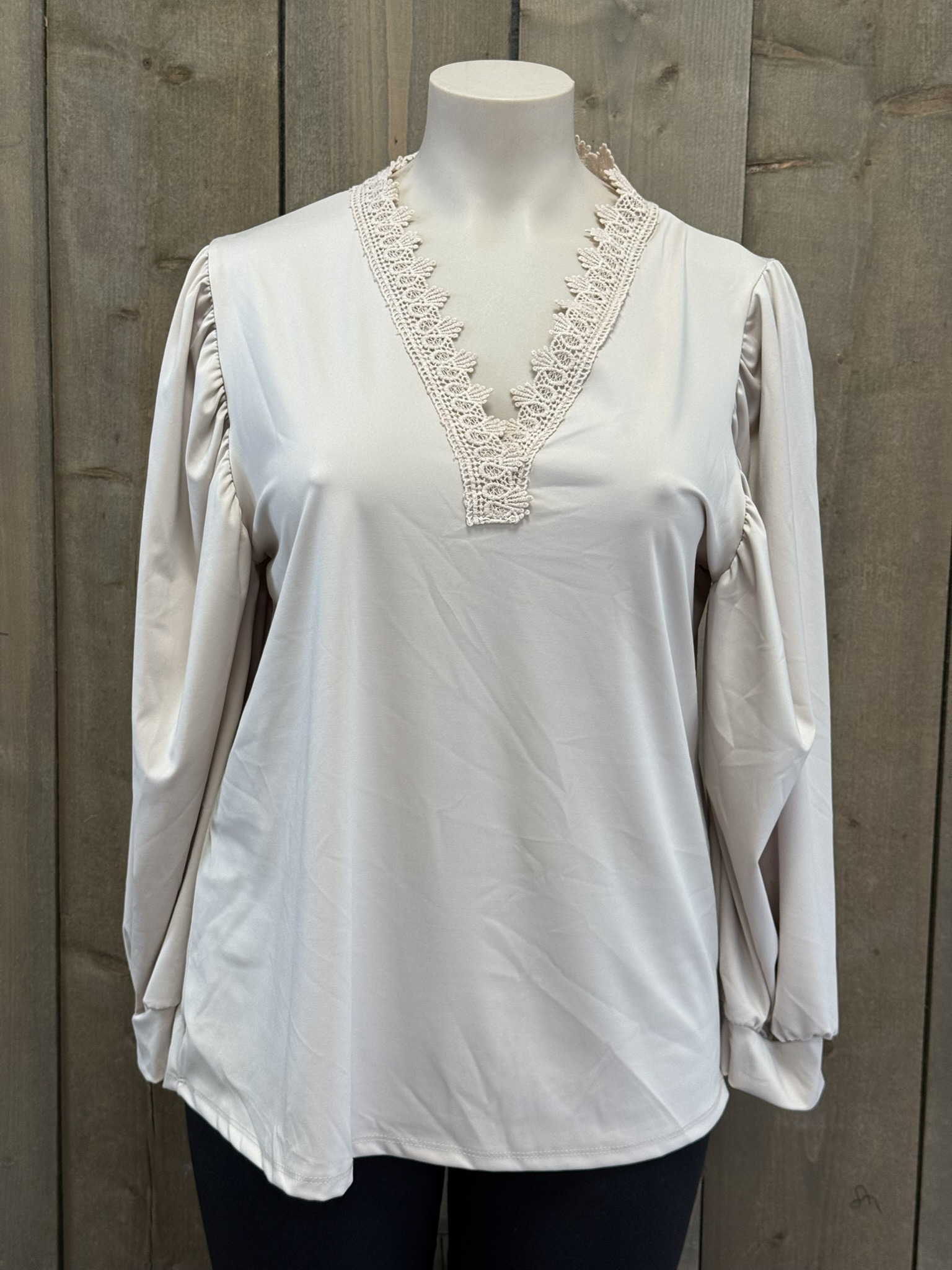 Top Katy Bruin & Beige | Elegante Dames Top - Afbeelding 4